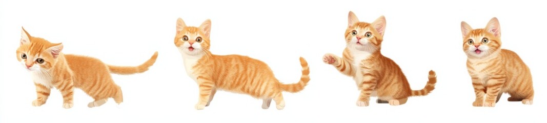 Obraz premium Playful orange cat PNG cut-out design assortment.