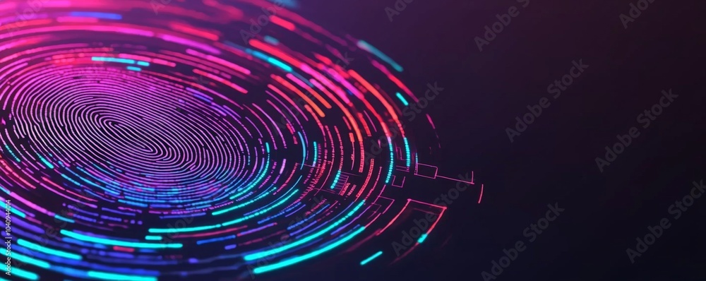 Poster vibrant digital patterns exploring the intersection of technology and art through colorful geometric