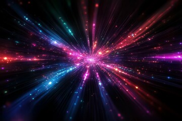 Obraz premium Holographic light effects illuminating the night sky with vibrant fireworks.