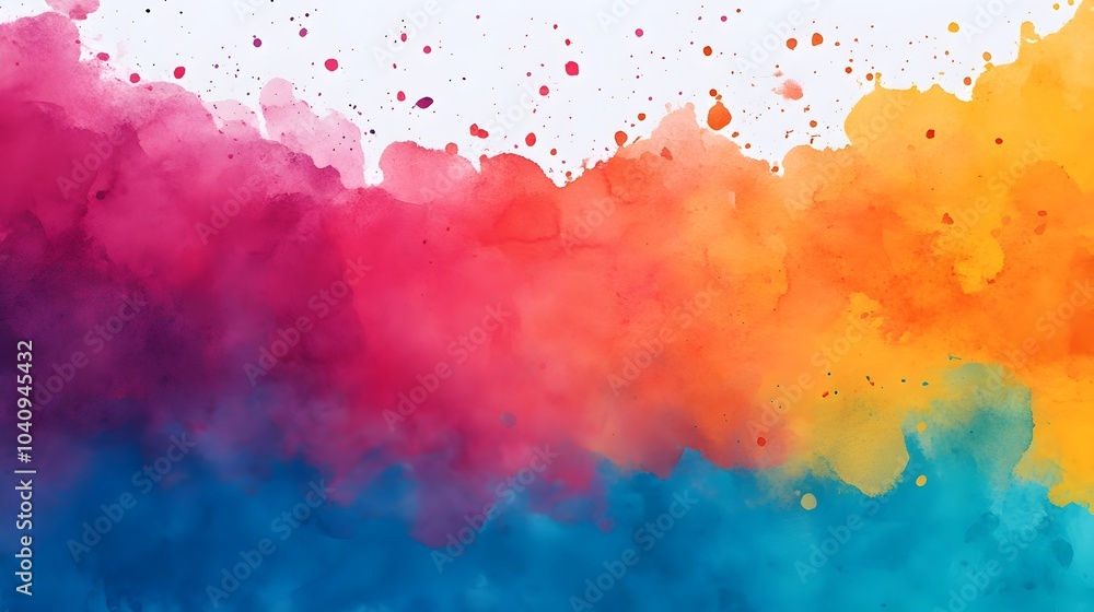 Poster bright and chaotic watercolor splashes transforming into dynamic obstacles creating a visually strik