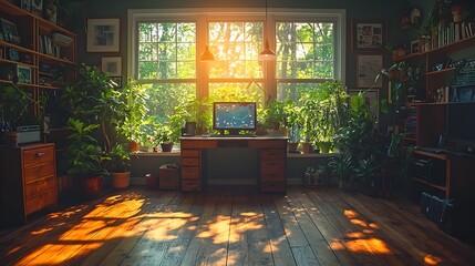 A modern and minimalist game room featuring a streamlined setup natural lighting and a refined comfortable decor that promotes focus productivity and a sense of tranquility
