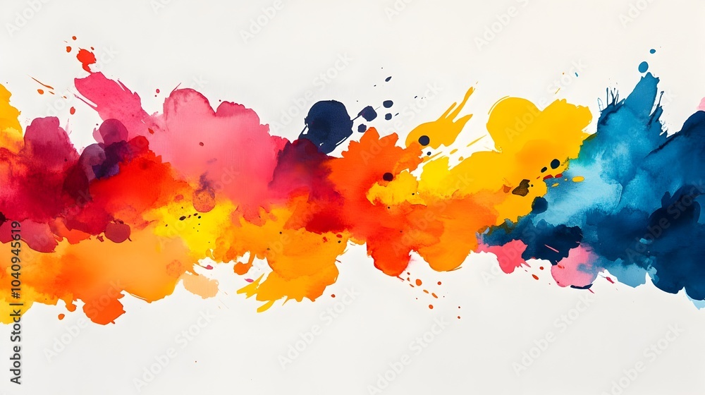 Poster explosive watercolor splashes obstructed by sharp geometric shapes creating an intense contrast and 