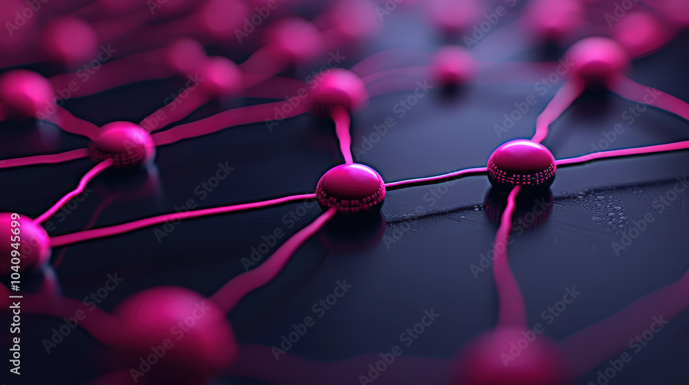 Poster glowing digital network of interconnected points creates vibrant and dynamic visual. intricate desig