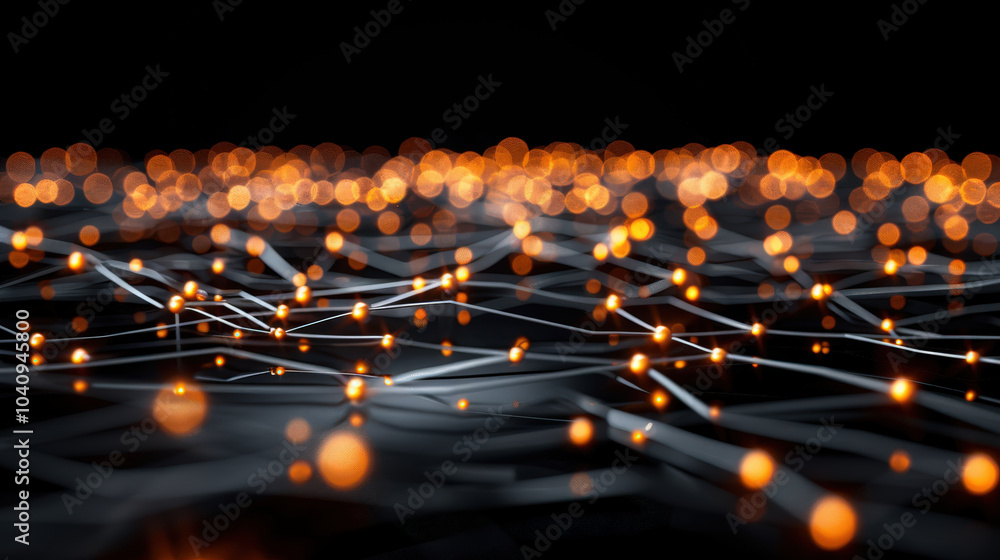 Aufkleber glowing digital network of interconnected nodes and sleek lines creates mesmerizing visual effect. v