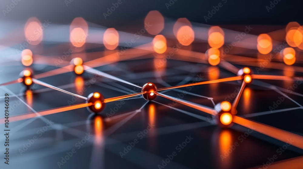Poster glowing digital web of connected nodes and sharp lines creates mesmerizing visual effect, showcasing