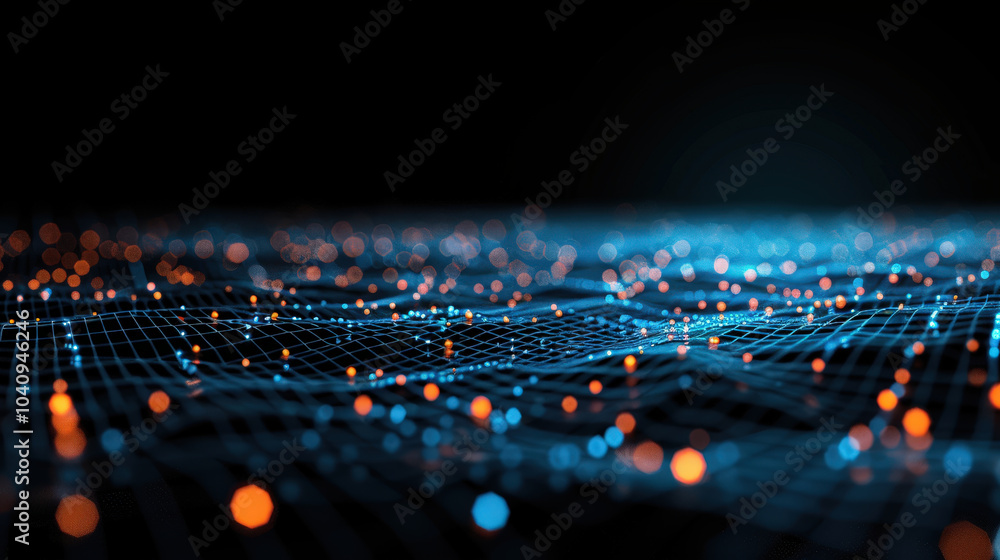 Aufkleber glowing digital web of nodes and lines creates mesmerizing visual effect, showcasing network of inte