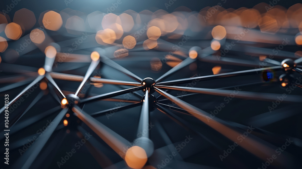 Poster interconnected nodes and lines create mesmerizing network of glowing connections, showcasing blend o