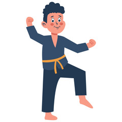 Children Boy Karate Illustration. Vector Character in Flat Cartoon Design.