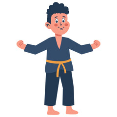 Children Boy Karate Illustration. Vector Character in Flat Cartoon Design.