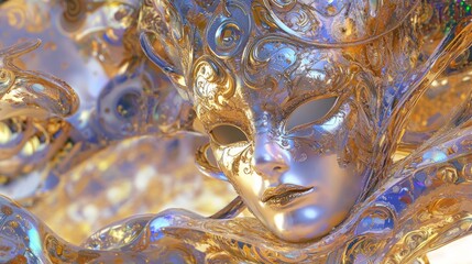 Obraz premium Enchanting Masquerade Ball in Digital Renaissance 3D Illustration