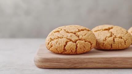 Freshly Baked Cookies on a Wooden Board