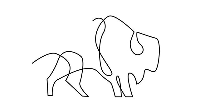 Bison line continuous single line simple illustration art
