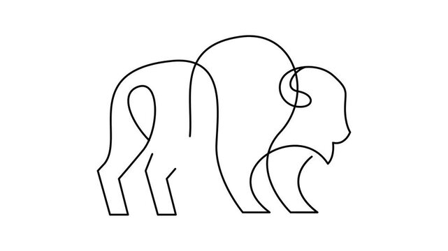 Bison line continuous single line simple illustration art