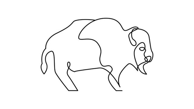 Bison line continuous single line simple illustration art