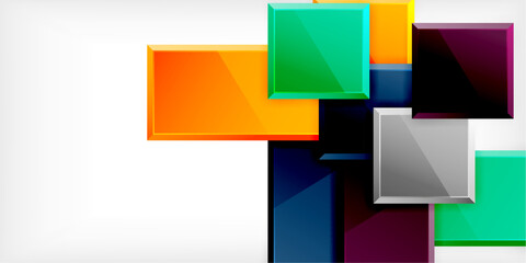 Fototapeta premium Glass toy style square shapes abstract design. Vector Illustration For Wallpaper, Banner, Background, Card, Book Illustration, landing page