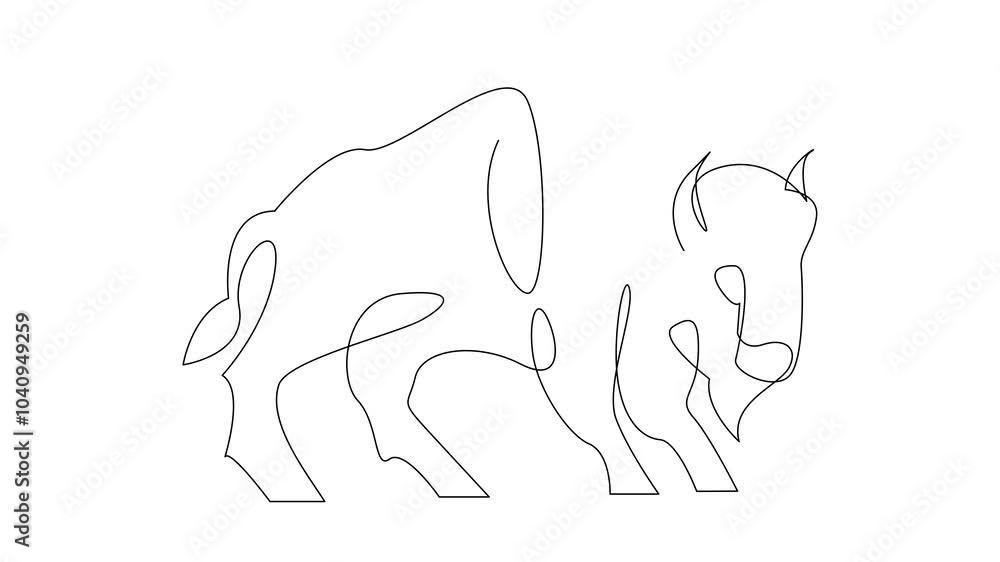 Wall mural Bison line continuous single line simple illustration art