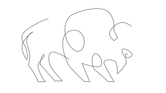 Bison line continuous single line simple illustration art