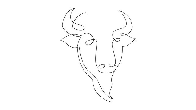 Bison line continuous single line simple illustration art