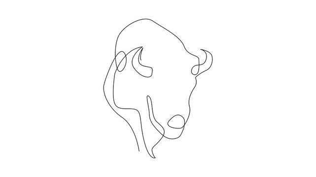 Bison line continuous single line simple illustration art