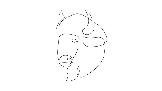 Bison line continuous single line simple illustration art