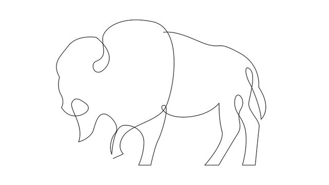 Bison line continuous single line simple illustration art