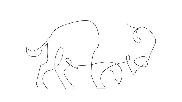 Bison line continuous single line simple illustration art
