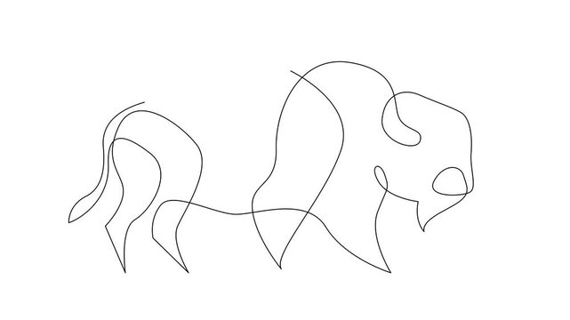 Bison line continuous single line simple illustration art