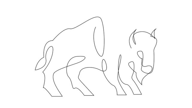Bison line continuous single line simple illustration art