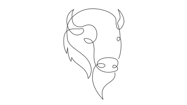 Bison line continuous single line simple illustration art