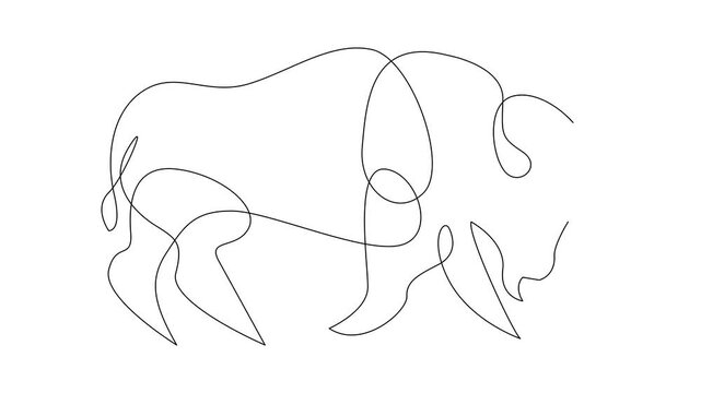 Bison line continuous single line simple illustration art