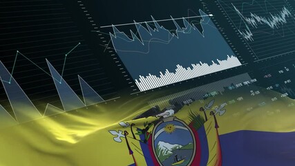 Ecuador flag - Waving flag on report analytics data statement - Powered by Adobe