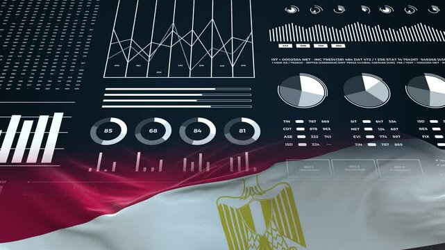 Egypt flag - Waving flag on report analytics data statement