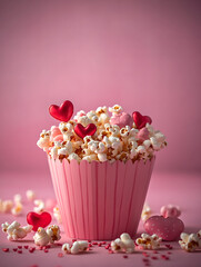Valentine's themed popcorn, food photography