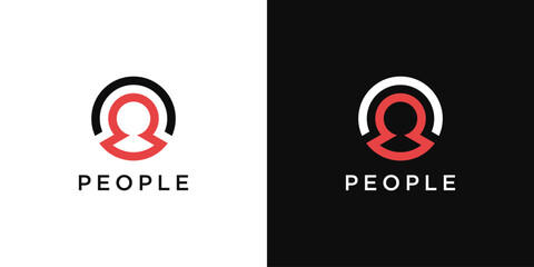 People icon, circle and human shape logo design. Premium Vector