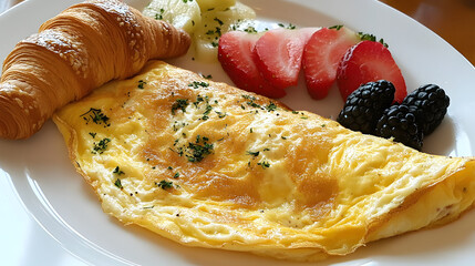 Delicious Cheese Omelet on a White Plate
