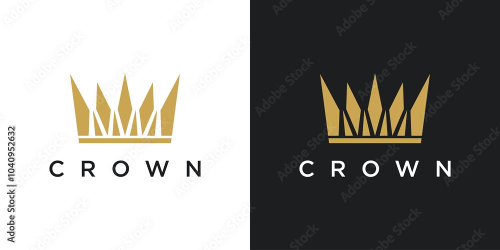 Poster Abstract gold crown logo. Royal king icon design. Premium Vector