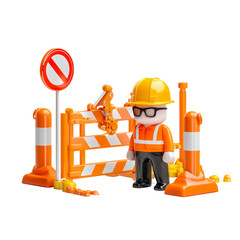 Construction Zone isolated on transparent background