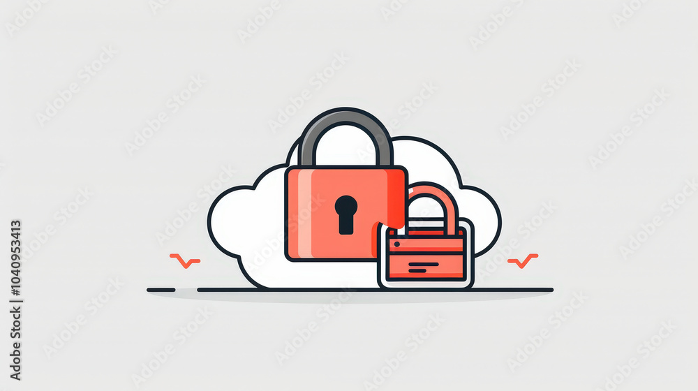 Aufkleber cloud symbol with locks representing security and data protection. this illustration conveys sense o