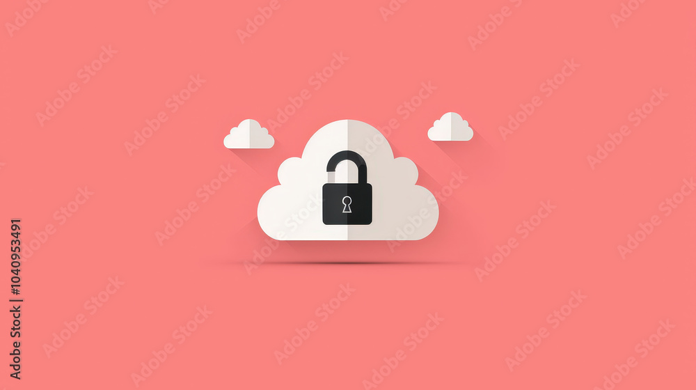 Aufkleber secure cloud storage symbol with lock, representing data protection and privacy. illustration featur