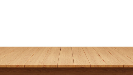 A close-up of a wooden table top isolated against a transparent background. PNG file