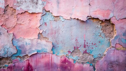 Obraz premium A weathered wall with a multi-layered history, showing the passage of time through its peeling paint and exposed brickwork.