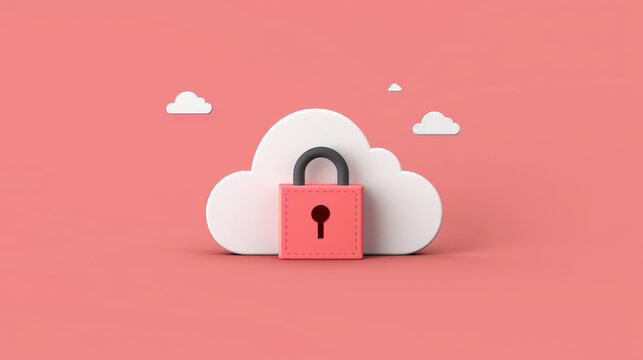 secure lock integrated into cloud symbolizes digital safety and protection. This illustration conveys sense of security in online environment, emphasizing importance of safeguarding data