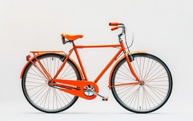 Fototapeta premium A visually appealing image of a trendy orange bicycle against a pure white background