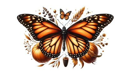 Obraz premium Vibrant Monarch Butterfly with Detailed Wing Patterns 