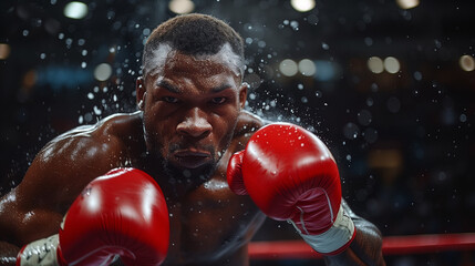 black boxer with boxing gloves