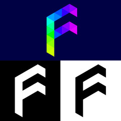  Isometric letter logo F Typography

