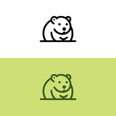 wombat wild animal line logo vector illustration template design