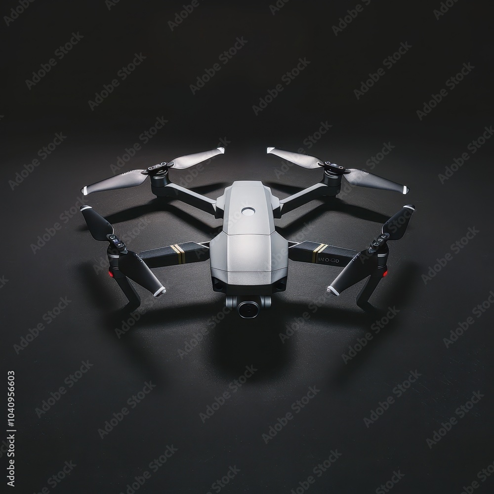 Poster compact drone in illuminated studio lightbox setup