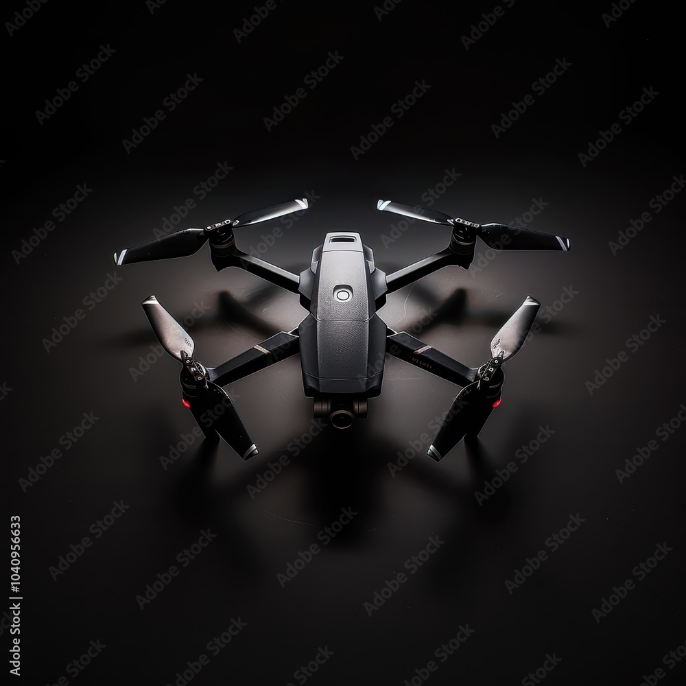 Poster compact drone in illuminated lightbox studio setup