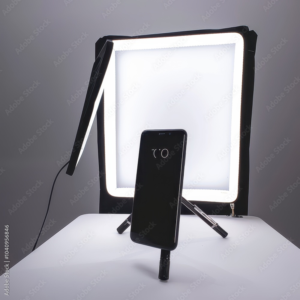 Poster modern smartphone in lightbox studio setup